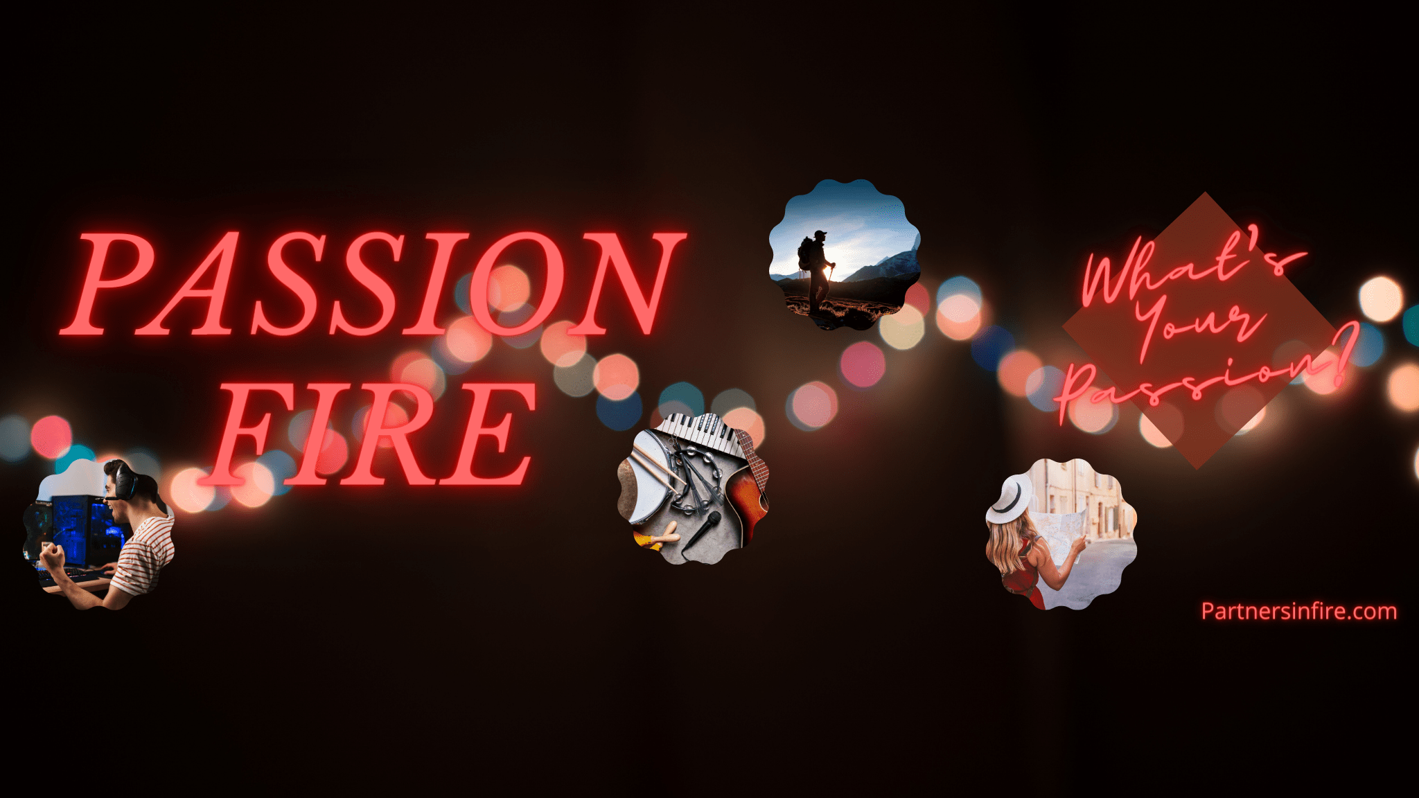 A creative montage of personal passions represented through dynamic imagery, with the central theme 