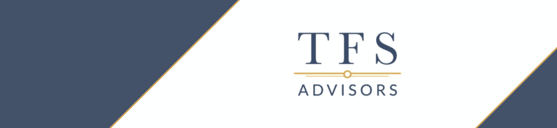 Elegant professional banner for tfs advisors showcasing their brand in a clean, modern design with a navy and white color scheme.