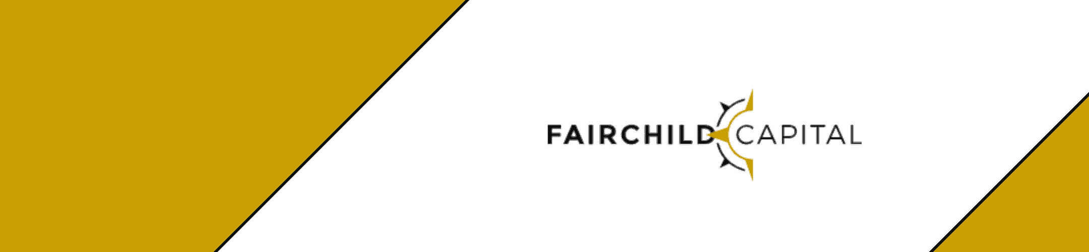 Professional business logo for fairchild capital on an elegant white and gold background.