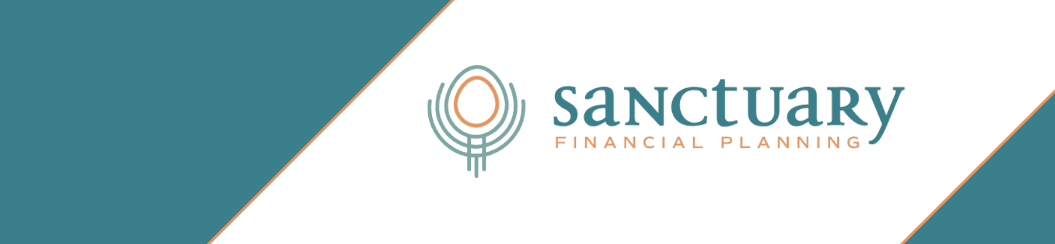 A logo for Sanctuary Financial Planning. The design features geometric shapes forming a sanctuary-like icon next to the text 
