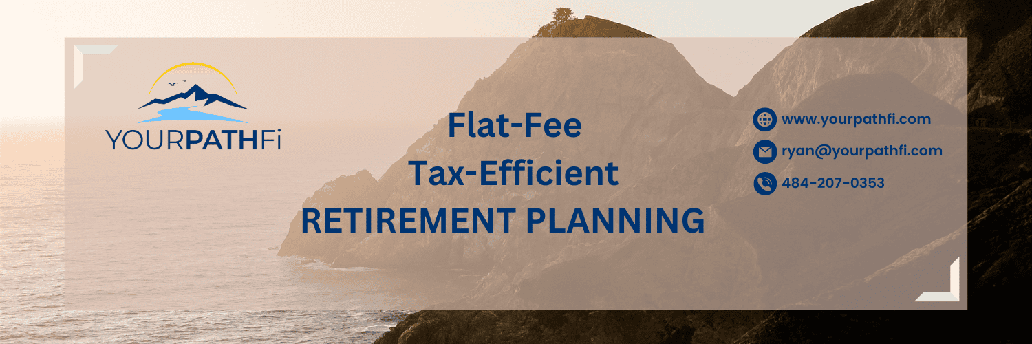 A banner for Your Path Fi featuring a coastal mountain landscape at sunrise. Text reads, 